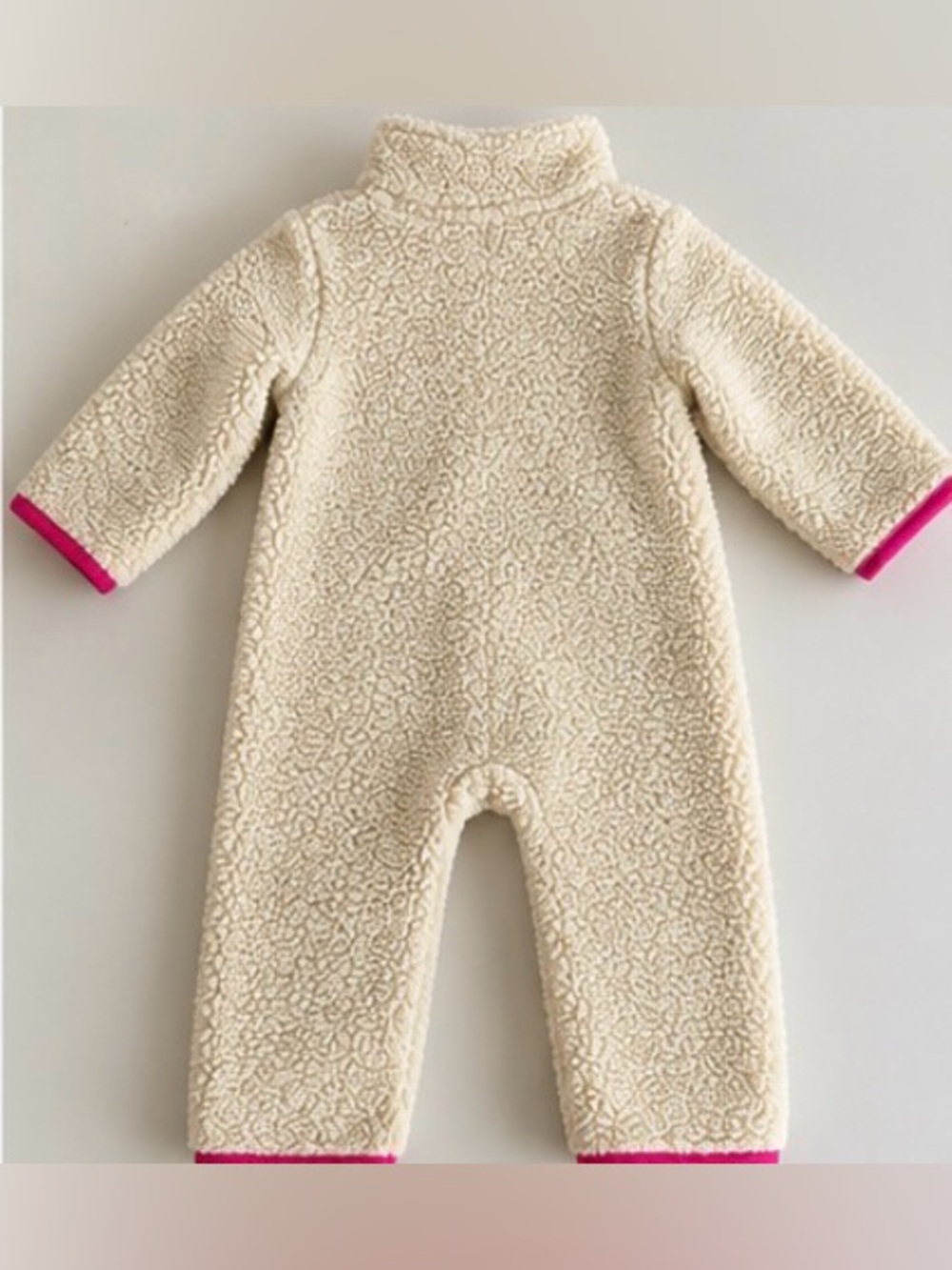 Carter’s Baby Girl 12M Sherpa Fleece One-Piece Jumpsuit Cream Pink Full Zip - Picture 2 of 13